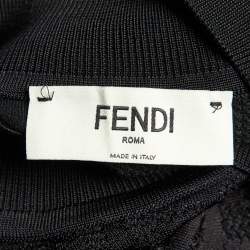 Pre Owned Fendi Black Monogram Jacquard Knit Pullover Jumper M