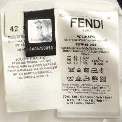 Fendi X Fila White Fendi Mania Print Silk Pleated Midi Skirt M