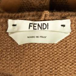 مملوكة مسبقًا Fendi Brown Cashmere Knit Bralette Top M 