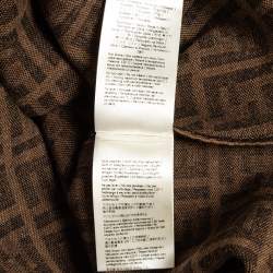 مملوكة مسبقًا Fendi Brown Zucca Jacquard Knit Fitted Midi Dress S