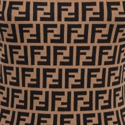 مملوكة مسبقًا Fendi Brown Zucca Jacquard Knit Fitted Midi Dress S