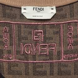 مملوكة مسبقًا Fendi Brown Zucca Patterned Knit Sleeveless Bodycon Dress M