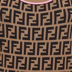 مملوكة مسبقًا Fendi Brown Zucca Patterned Knit Sleeveless Bodycon Dress M