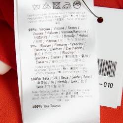 Pre Owned Fendi Orange Crepe V-Neck Pleated Midi Dress S