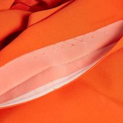 Pre Owned Fendi Orange Crepe V-Neck Pleated Midi Dress S