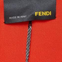 Pre Owned Fendi Orange Crepe V-Neck Pleated Midi Dress S