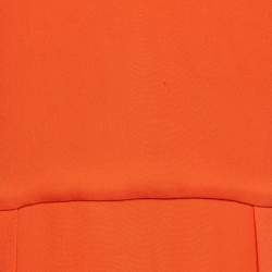 Pre Owned Fendi Orange Crepe V-Neck Pleated Midi Dress S
