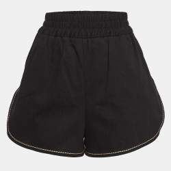 Fendi Black Contrast Stitch Denim Shorts M