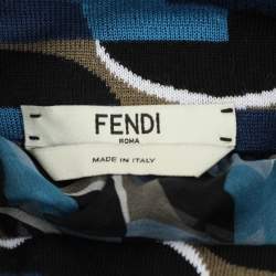 مملوكة مسبقًا Fendi Blue Printed Silk Cut-Out Maxi Dress M