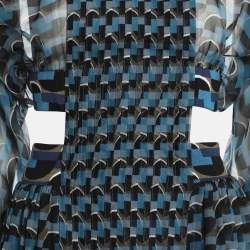 مملوكة مسبقًا Fendi Blue Printed Silk Cut-Out Maxi Dress M