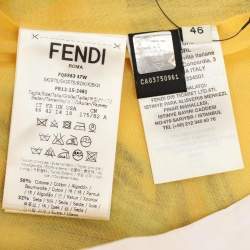 Pre Owned Fendi Yellow Silk Jacquard Birds of Paradise Flower Midi Skirt L