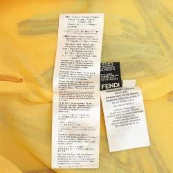 Pre Owned Fendi Yellow Silk Jacquard Birds of Paradise Flower Midi Skirt L