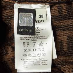 مملوكة مسبقًا Fendi Brown Zucca Jacquard Knit Crew Neck Top S