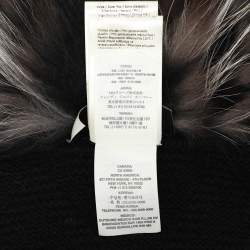 Fendi Black Tonal Chevron Patterned Cashmere Fox Fur Trim Cardigan L