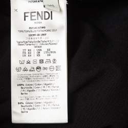 Pre Owned Fendi Black Logo Sequin Embellished Cotton Knit Tape Detail Top XS