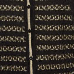 مملوكة مسبقًا Fendi Black/Beige Silk Patterned Knit Cardigan M