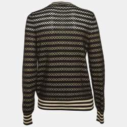 مملوكة مسبقًا Fendi Black/Beige Silk Patterned Knit Cardigan M