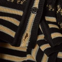  مملوكة مسبقًا Fendi Black/Beige Silk Patterned Knit Cardigan M