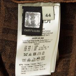 Pre Owned Fendi Brown Zucca Knit Round Neck MIdi Dress M