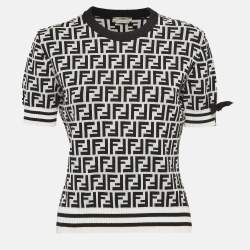 Fendi Grey Zucca Intarsia Stretch Knit Pullover M