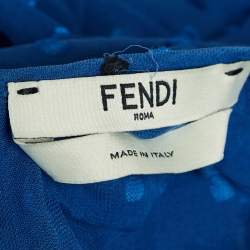 Fendi Blue/Green Textured Crepe Halter Neck Top S