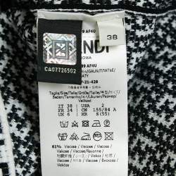 Pre Owned Fendi White/Black Zucca Jacquard Knit Bodycon Midi Dress S