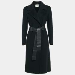 Fendi Black Cashmere Belted Long Coat S