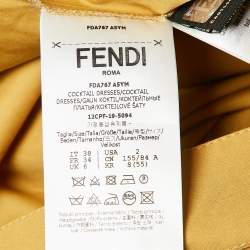 Pre Owned Fendi Mustard Yellow Cotton Button Front Belted Midi Dress S