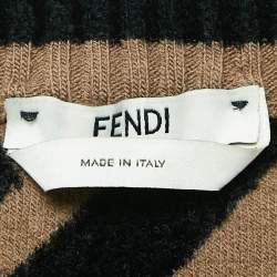 Fendi Brown Zucca Embossed Stretch Knit Pullover M