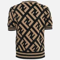 Fendi Brown Zucca Embossed Stretch Knit Pullover M