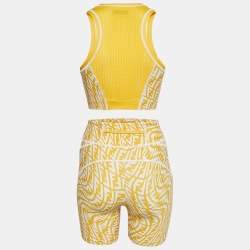 Fendi Yellow FF Vertigo Print Jersey Active Wear Set S