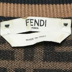Fendi Black & Brown Zucca Monogram Knit Short Sleeve Pullover S