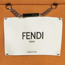 Pre Owned Fendi Brown Fleece Wool Zip-Up Jacket S