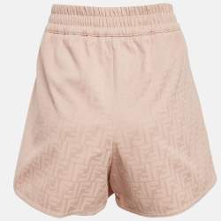 Pre Owned Fendi Pink Logo Jacquard Cotton Shorts M
