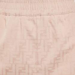 Pre Owned Fendi Pink Logo Jacquard Cotton Shorts M