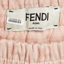 Pre Owned Fendi Pink Logo Jacquard Cotton Shorts M