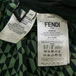 مملوكة مسبقًا Fendi Emerald Green Printed Silk Midi Dress S