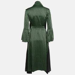 مملوكة مسبقًا Fendi Emerald Green Printed Silk Midi Dress S
