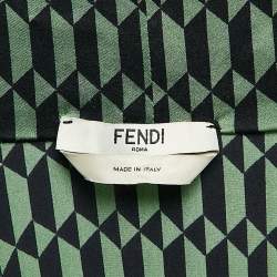 مملوكة مسبقًا Fendi Emerald Green Printed Silk Midi Dress S