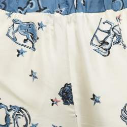 Fendi Blue/White Astrology Print Silk Shorts S