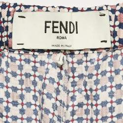 Fendi Pink/ Blue Printed Silk Straight Leg Trousers M