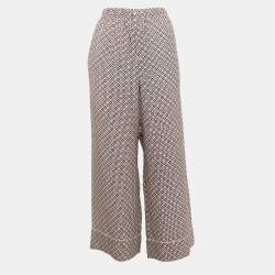 Fendi Pink/ Blue Printed Silk Straight Leg Trousers M