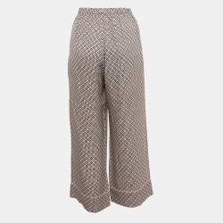 Fendi Pink/ Blue Printed Silk Straight Leg Trousers M