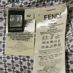 Fendi Pink/ Blue Printed Silk Straight Leg Trousers M