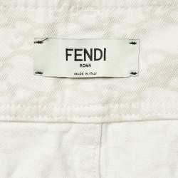 Fendi Off White Monogram Print Denim High Rise Jeans M Waist 27"