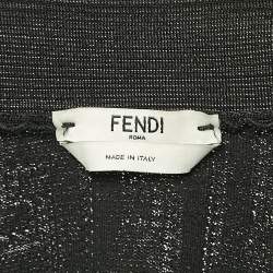 مملوكة مسبقًا Fendi Black Zucca Jacquard Stretch Knit Button Front Cardigan M