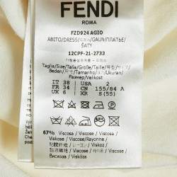 Pre Owned Fendi Off White Monogram Jacquard Stretch Knit Long Sleeve Maxi Dress S