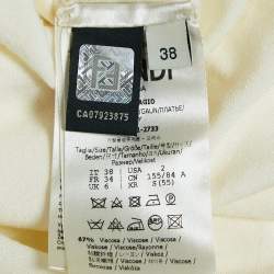 Pre Owned Fendi Off White Monogram Jacquard Stretch Knit Long Sleeve Maxi Dress S