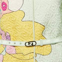 Pre Owned Fendi Green Hairdo Girl Print Silk Quilted Jacket M