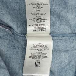 Pre Owned Fendi Blue Brushed Logo Denim High Rise Short S